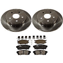 Rear Brake Disc and Pad Kit, Plain Surface, 5 Lugs, Ceramic
