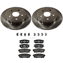 Rear Brake Disc and Pad Kit, Plain Surface, 5 Lugs, Ceramic