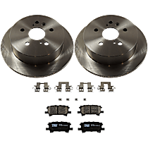 4-Piece Kit Rear Brake Disc and Pad Kit, Plain Surface, 5 Lugs, Ceramic, Base, 3.3L 6Cyl,  Includes (2) Brake Disc and (1) Brake Pad Set