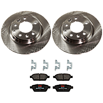 4-Piece Kit Rear Brake Disc and Pad Kit, Plain Surface, 5 Lugs, Ceramic, 3.0L 6Cyl,  Includes (2) Brake Disc and (1) Brake Pad Set