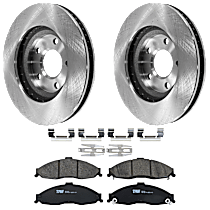 4-Piece Kit Front Brake Disc and Pad Kit, Plain Surface, 5 Lugs, Ceramic, 3.8L 6Cyl,  Includes (2) Brake Disc and (1) Brake Pad Set