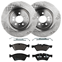 Front Brake Disc and Pad Kit, Plain Surface, 5 Lugs, Semi-Metallic, AWD, For Models With Front Disc Brake and Rear Disc Brake
