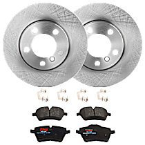 Front Brake Disc and Pad Kit, Plain Surface 5 Lugs Semi-metallic