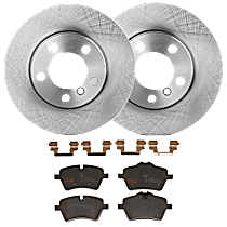 4-Piece Kit Front Brake Disc and Pad Kit, Plain Surface, 5 Lugs, Ceramic, Base, 1.6L 4Cyl,  Includes (2) Brake Disc and (1) Brake Pad Set