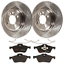 4-Piece Kit Front Brake Disc and Pad Kit, Plain Surface, 4 Lugs, Ceramic, For Models Without JCW Brakes, 1.6L 4Cyl,  Includes (2) Brake Disc and (1) Brake Pad Set