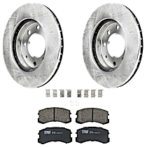 Front Brake Disc and Pad Kit, Plain Surface, 4 Lugs, Ceramic