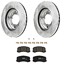 Front Brake Disc and Pad Kit, Plain Surface, 4 Lugs, Ceramic