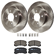 Front Brake Disc and Pad Kit, Plain Surface, 4 Lugs, Ceramic