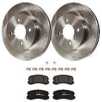 Front Brake Disc and Pad Kit, Plain Surface, 4 Lugs, Ceramic