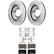 Front Brake Disc and Pad Kit, Plain Surface, 4 Lugs, Ceramic