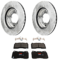 Front Brake Disc and Pad Kit, Plain Surface, 4 Lugs, Ceramic