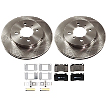 Front Brake Disc and Pad Kit, Plain Surface, 4 Lugs, Ceramic