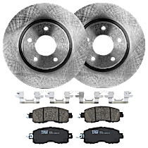 4-Piece Kit Front Brake Disc and Pad Kit, Plain Surface, 5 Lugs, Ceramic, S, 2.5L 4Cyl,  Includes (2) Brake Disc and (1) Brake Pad Set