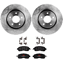4-Piece Kit Front Brake Disc and Pad Kit, Plain Surface, 5 Lugs, Ceramic, S, 2.5L 4Cyl,  Includes (2) Brake Disc and (1) Brake Pad Set