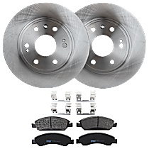 Front Brake Disc and Pad Kit, Plain Surface, 6 Lugs, Semi-Metallic