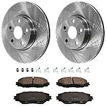 4-Piece Kit Front Brake Disc and Pad Kit, Plain Surface, 5 Lugs, Ceramic,  Includes (2) Brake Disc and (1) Brake Pad Set
