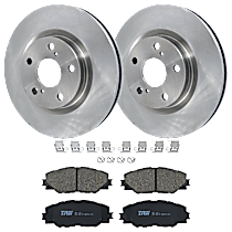 Front Brake Disc and Pad Kit, Plain Surface, 5 Lugs, Ceramic