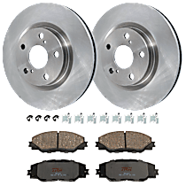 Front Brake Disc and Pad Kit, Plain Surface, 5 Lugs, Ceramic