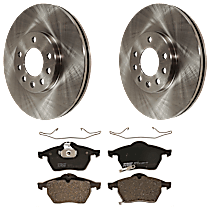Front Brake Disc and Pad Kit, Plain Surface, 5 Lugs, Semi-Metallic