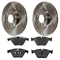 Front Brake Disc and Pad Kit, Plain Surface, 5 Lugs, Semi-Metallic
