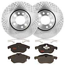 KIT-072924-4446 Front Brake Disc and Pad Kit, Plain Surface 5 Lugs Ceramic