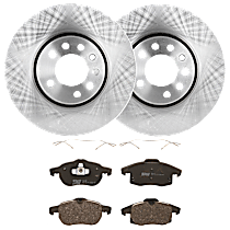 KIT-072924-4448 Front Brake Disc and Pad Kit, Plain Surface 5 Lugs Semi-metallic