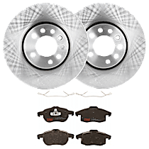 KIT-072924-4450 Front Brake Disc and Pad Kit, Plain Surface 5 Lugs Semi-metallic
