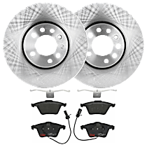 KIT-072924-4453 Front Brake Disc and Pad Kit, Plain Surface 5 Lugs Semi-metallic