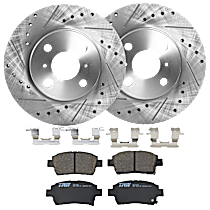 KIT-072924-4476 Front Brake Disc and Pad Kit, Cross-drilled and Slotted 4 Lugs Ceramic