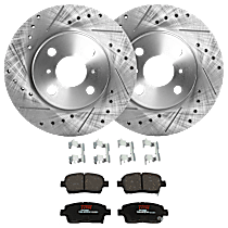KIT-072924-4477 Front Brake Disc and Pad Kit, Cross-drilled and Slotted 4 Lugs Ceramic