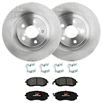 Front Brake Disc and Pad Kit, Plain Surface 5 Lugs Ceramic