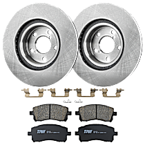Front Brake Disc and Pad Kit, Plain Surface, 5 Lugs, Ceramic