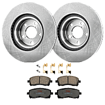 Front Brake Disc and Pad Kit, Plain Surface, 5 Lugs, Ceramic