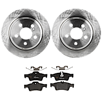 4-Piece Kit Rear Brake Disc and Pad Kit, Plain Surface, 5 Lugs, Ceramic, 3.0L 6Cyl,  Includes (2) Brake Disc and (1) Brake Pad Set