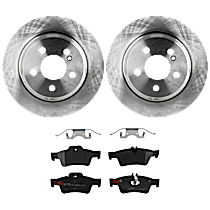 4-Piece Kit Rear Brake Disc and Pad Kit, Plain Surface, 5 Lugs, Semi-metallic, 3.0L 6Cyl,  Includes (2) Brake Disc and (1) Brake Pad Set