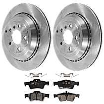 4-Piece Kit Rear Brake Disc and Pad Kit, Plain Surface, 5 Lugs, Semi-metallic, 350mm Front Disc, 3.0L 6Cyl,  Includes (2) Brake Disc and (1) Brake Pad Set