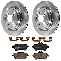 Rear Brake Disc and Pad Kit, Plain Surface 5 Lugs Semi-metallic
