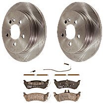 4-Piece Kit Rear Brake Disc and Pad Kit, Plain Surface, 5 Lugs, Semi-metallic, 3.7L 6Cyl,  Includes (2) Brake Disc and (1) Brake Pad Set