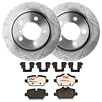 4-Piece Kit Rear Brake Disc and Pad Kit, Plain Surface, 5 Lugs, Ceramic, Base, 1.6L 4Cyl,  Includes (2) Brake Disc and (1) Brake Pad Set