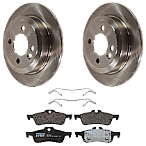 4-Piece Kit Rear Brake Disc and Pad Kit, Plain Surface, 4 Lugs, Semi-metallic, 1.6L 4Cyl,  Includes (2) Brake Disc and (1) Brake Pad Set