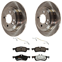 4-Piece Kit Rear Brake Disc and Pad Kit, Plain Surface, 4 Lugs, Semi-metallic, 1.6L 4Cyl,  Includes (2) Brake Disc and (1) Brake Pad Set