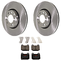 Rear Brake Disc and Pad Kit, Plain Surface, 5 Lugs, Semi-Metallic