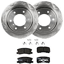 Rear Brake Disc and Pad Kit, Plain Surface, 6 Lugs, Ceramic