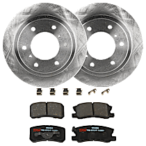 Rear Brake Disc and Pad Kit, Plain Surface, 6 Lugs, Ceramic