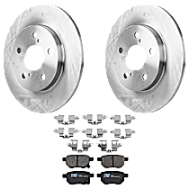 Rear Brake Disc and Pad Kit, Plain Surface, 5 Lugs, Ceramic