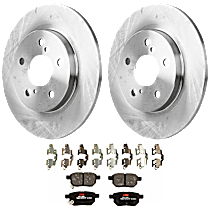 Rear Brake Disc and Pad Kit, Plain Surface, 5 Lugs, Ceramic