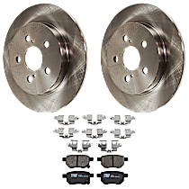 Rear Brake Disc and Pad Kit, Plain Surface, 5 Lugs, Ceramic, FWD, Front Wheel Drive