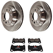 Rear Brake Disc and Pad Kit, Plain Surface 5 Lugs Semi-metallic