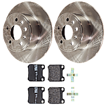 Rear Brake Disc and Pad Kit, Plain Surface, 5 Lugs, Semi-Metallic