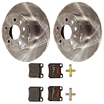 Rear Brake Disc and Pad Kit, Plain Surface, 5 Lugs, Semi-Metallic